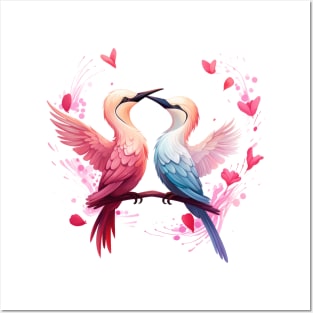 Valentine Kissing Gannet Bird Couple Posters and Art